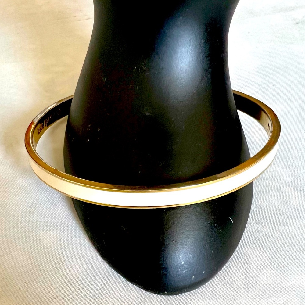Kate Spade Bangle Tickle The Ivories White & Gold 1/4” wide